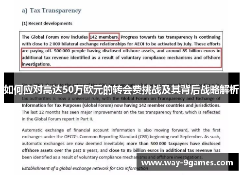 如何应对高达50万欧元的转会费挑战及其背后战略解析 如何应对高达50万欧元的转会费挑战及其背后战略解析